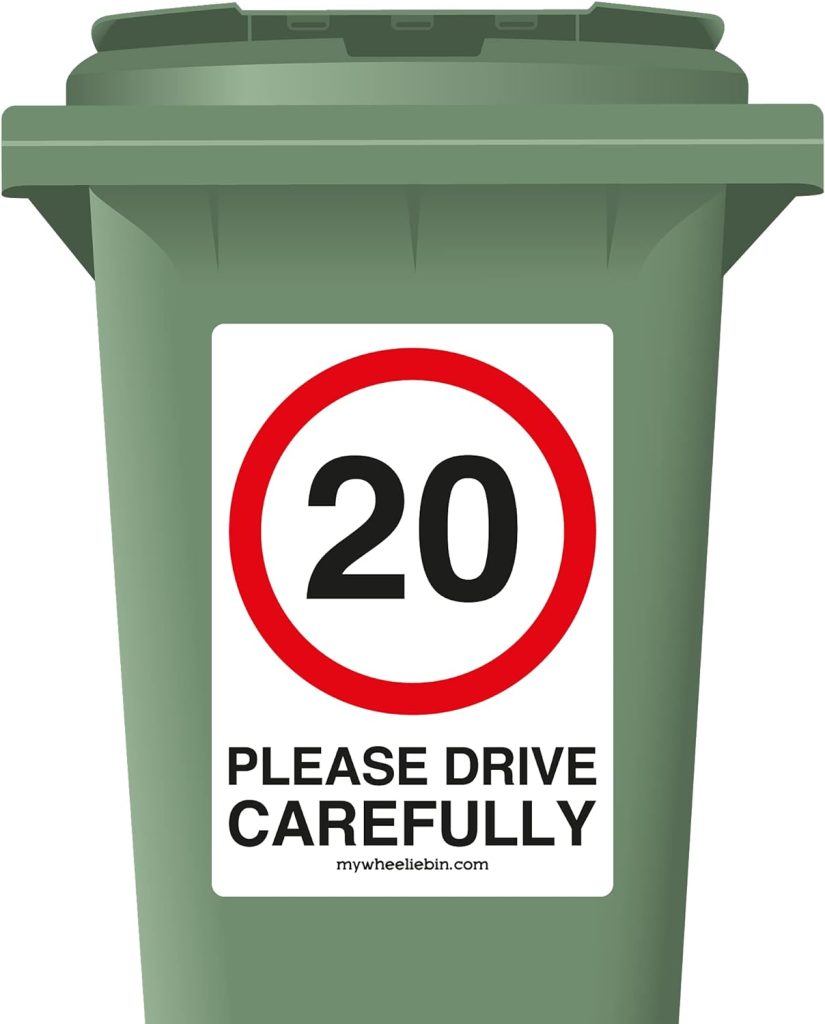 Wheelie Bin with speed sticker